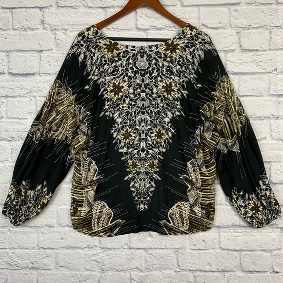 FP Free People Birds Of A Feather Combo Balloon Sleeve Button Front Top XS - Picture 5 of 13